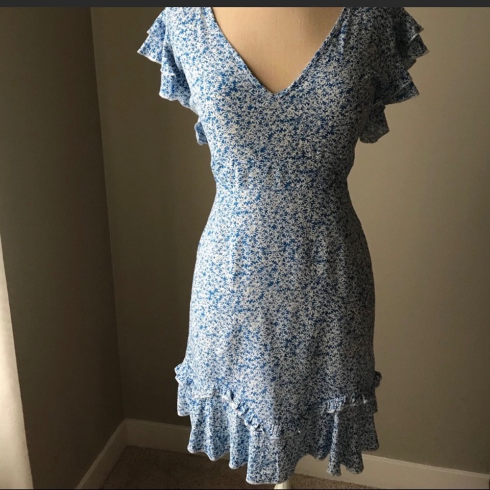 Floral blue dress with tie back